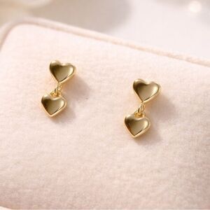 Gold Heart Drop Earrings